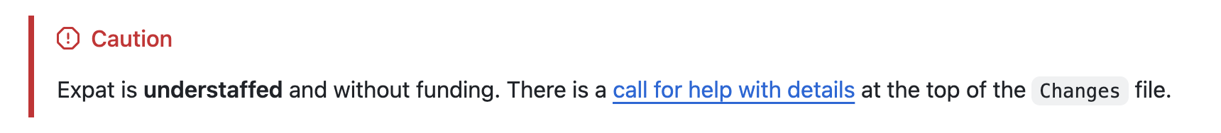 libexpat staffing warning